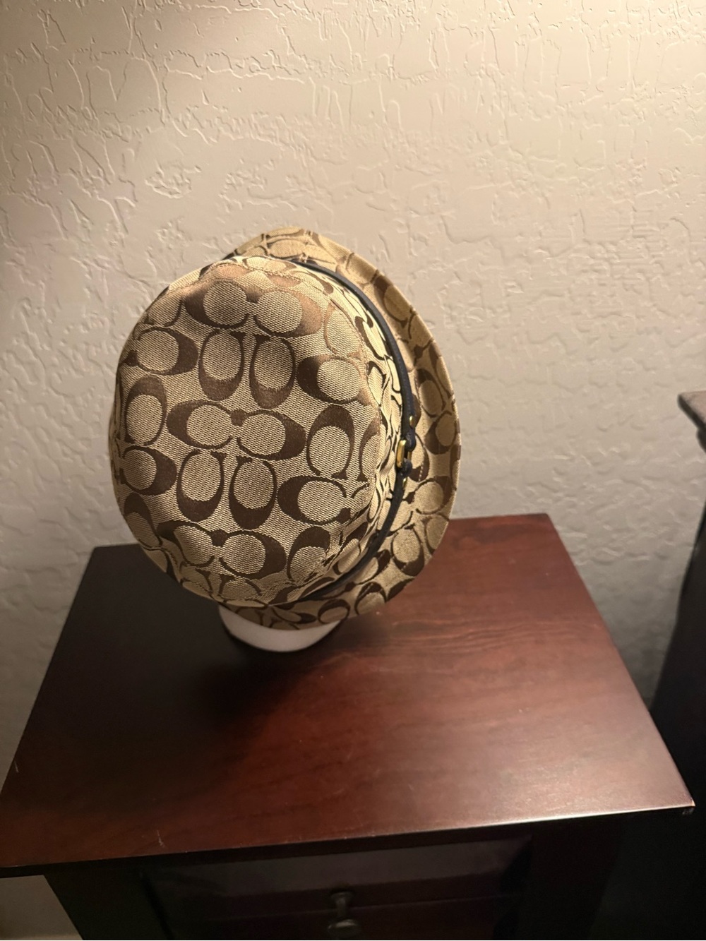 Coach Signature Canvas Reversible Bucket Hat in Khaki and Black - Picture 3 of 4